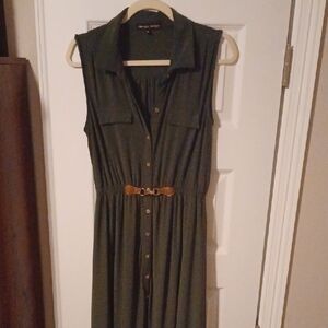 Olive Green Maxi Dress with Belt